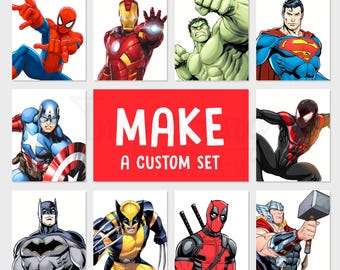 Superhero Wall Art Prints, Boys Room Decor, Superheroes Posters - Digital Download