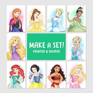 Make a Set - Watercolor Princesses Posters, Girl Bedroom Prints, Princess Prints, Princess Room, Girl Room Decor, Printed & Shipped
