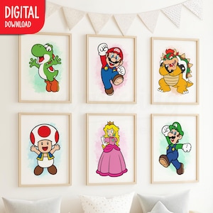 Super Mario Spiel Drucke, Kinderzimmer Wand Kunst, (Digitaler Download)
