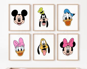 Mickey Mouse & Friends Face Prints : Minnie, Donald, Goofy, Daisy