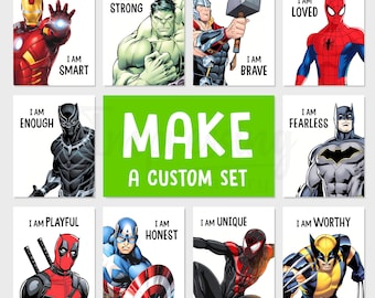 Maak een custom set: superheldaffirmaties, digitale download