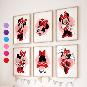 Make a Set - Minnie Mouse Custom Name Print Set, Set of 6, Minnie Mouse Poster, Girls Bedroom Prints, Minnie Mouse, Digital Download