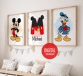 Mickey and Friends Themed Personalised Name Wall Art, Set of 3, Mickey & Friends Digital Posters, Mickey Mouse Prints, Digital Download