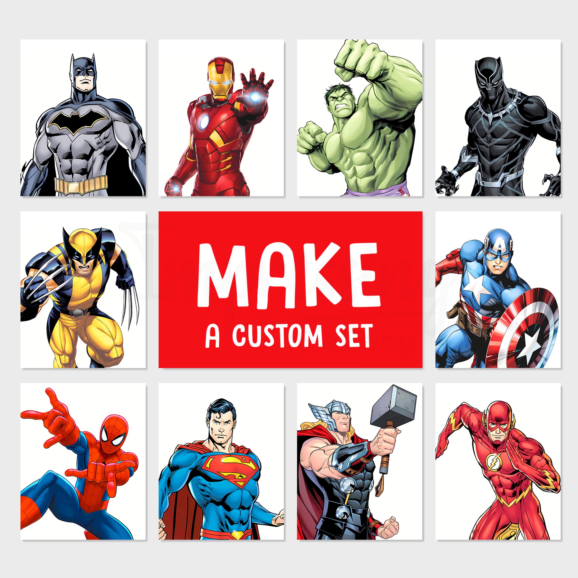 Superhero Wall Art, Ironman, Spiderman, Hulk, Captain America