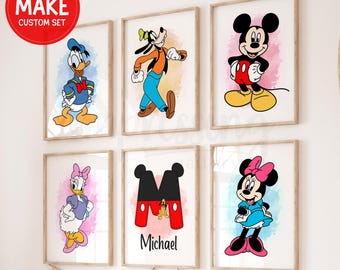 Make a Set - Mickey & Friends, Kinderzimmer Wandkunst, Spielzimmer Dekor, Mickey Poster, Jungen Schlafzimmer druckbare Kunst, digitaler Download