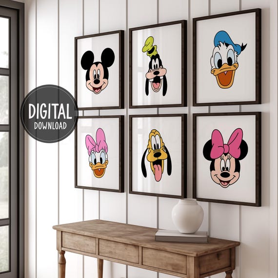 Mickey Mouse & Friends Face Prints : Minnie, Donald, Goofy, Daisy