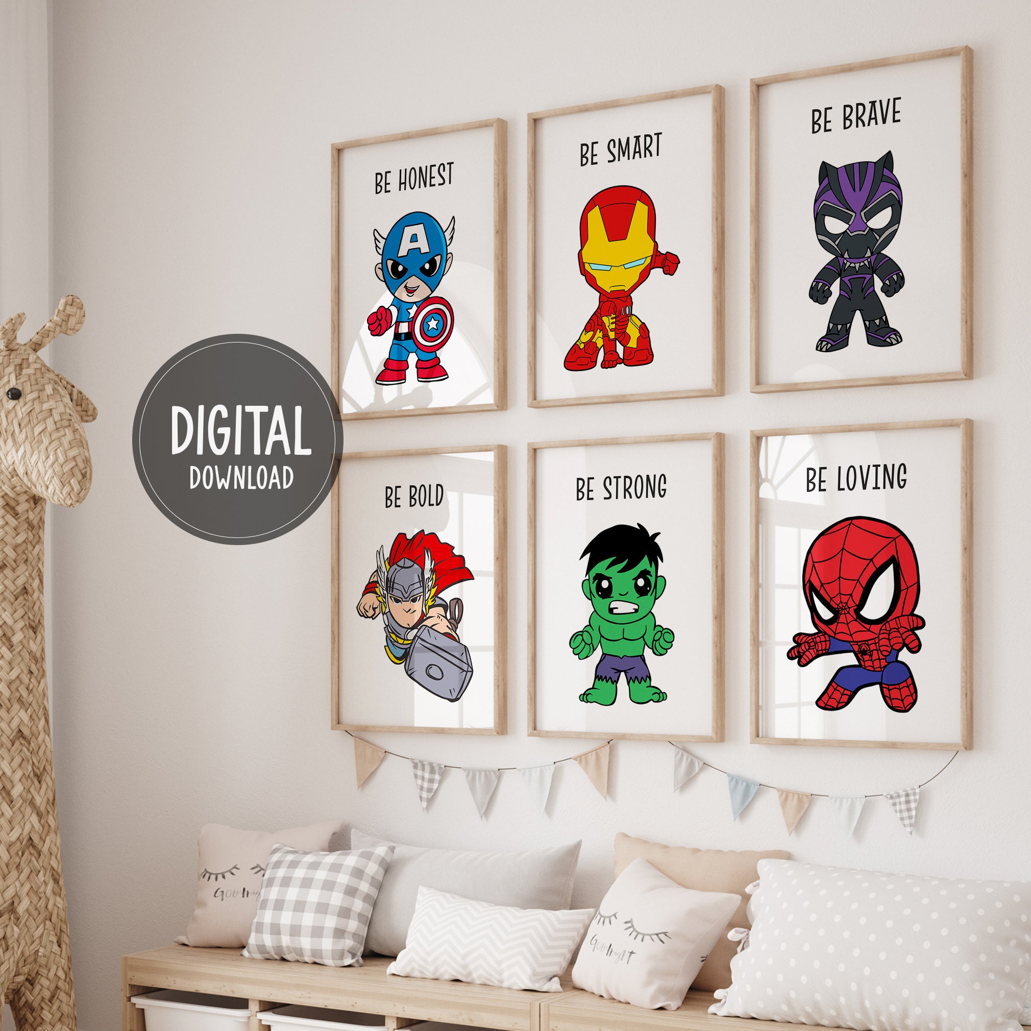 Superhero Affirmations Prints, Set of 9, Motivational Wall Art, Digital ...