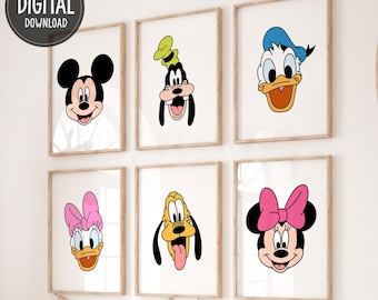 Mickey Mouse & Friends Face Prints : Minnie, Donald, Goofy, Daisy
