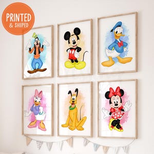 Mickey & Friends Watercolor Posters, Set of 6 Prints, Mickey Mouse Prints, Kids Room Wall Art, Mickey and Friends Watercolor Prints, Printed