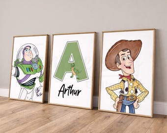 Toy Story Personalized Wall Art, Nursery Decor, Watercolor Prints, Digital Download