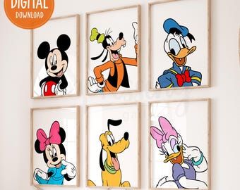 Micky Maus & Freunde Drucke: 6er Set, Kinderzimmer Dekor, Kinderzimmer Poster (Digitaler Download)