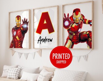 Ironman personalisierte Name Print 3er-Set: Superhelden Poster, Superhelden Raum Dekor