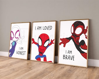 Spidey Affirmation Prints, Miles, Ghost Spider, Instant Download