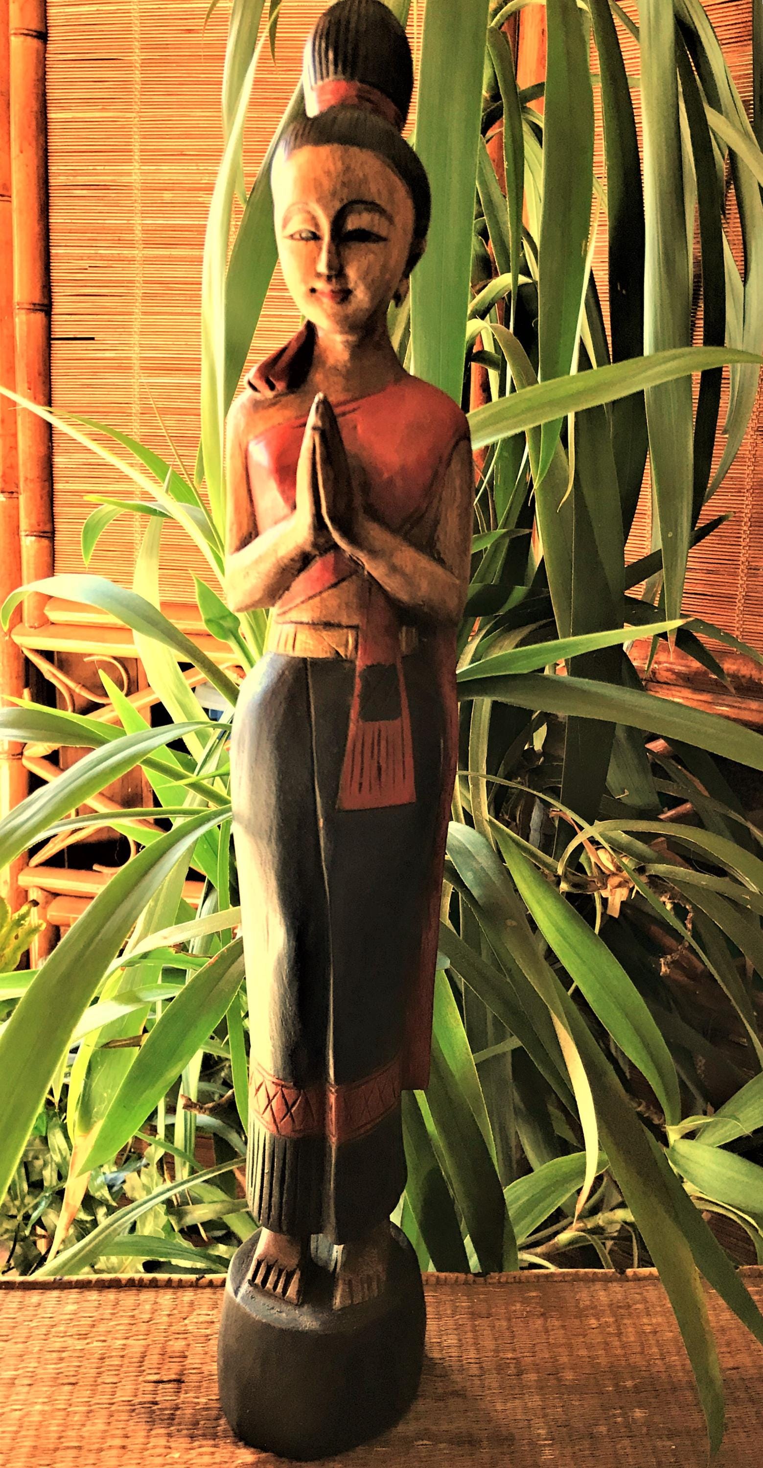 Thai Carved Sawasdee Lady Wood - Etsy
