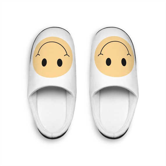 Cozy Smile Indoor Slippers, Cute House Slippers, Comfort Footwear, Gift for Her, Home Relaxation, Happy Face Slippers