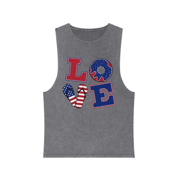 Patriotic Love Tank Top, Unisex Summer Apparel, 4th of July Celebration, Casual Beachwear, Comfortable Gift for Him/Her