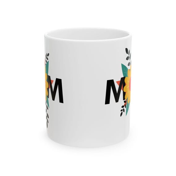 Floral Initial Ceramic Mug, Personalized Gift, Coffee Cup for Her, Housewarming, Birthday & Wedding Favors