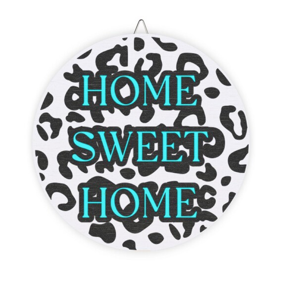 Leopard Print Home Sweet Home Wall Sign, Rustic Decor for Living Room, Boho Home Decoration, Housewarming Gift, Family Sign