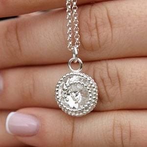 Silver necklace with Swarovski stones |  Silver Ball Wire Necklace |  Wedding and party jewelry for women