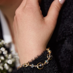 Goldfield rings bracelet and Swarovski stones | Art Nouveau bracelet