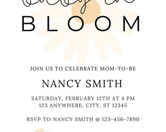 Baby in Bloom Baby Shower Invitation and Games (Editable Colors)