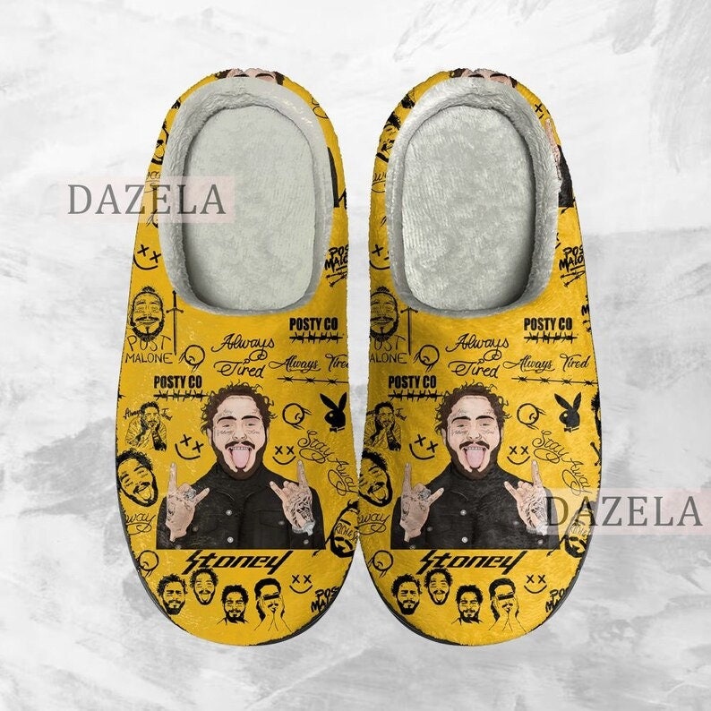 Post Malone Cozy Unisex Winter Slippers, Post Malone Music Winter Shoes