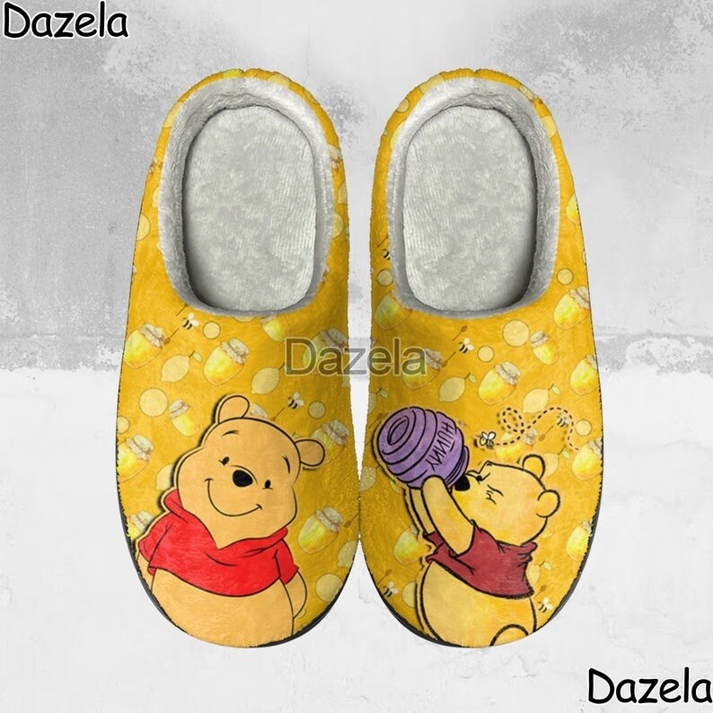 Winnie The Pooh Cozy Unisex Winter Slippers, Disney Winnie The Pooh Winter Shoes