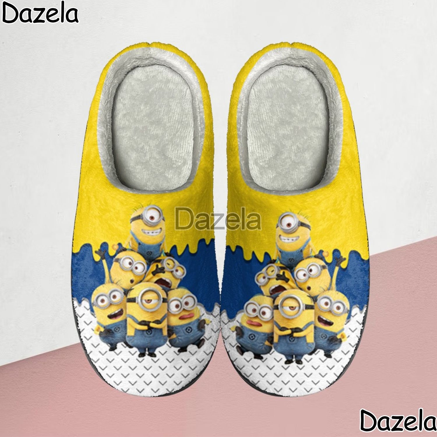 Cute Minions Cozy Unisex Winter Slippers, Minions Banana Winter Shoes