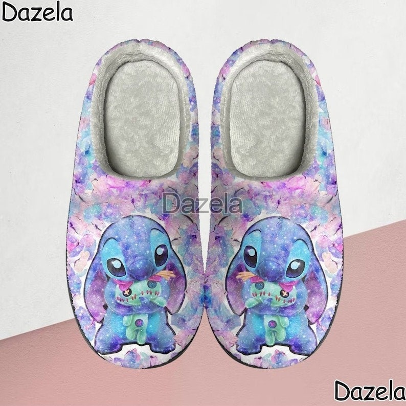 Cute Stitch Cozy Unisex Winter Slippers, Disney Lilo and Stitch Winter Shoes