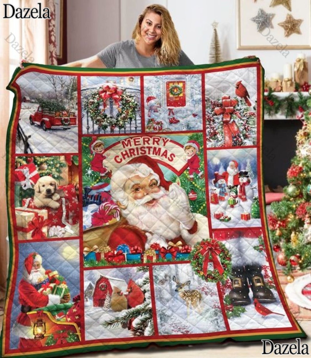 Christmas Quilt Blanket, Christmas Blanket, Christmas Bedding Blanket