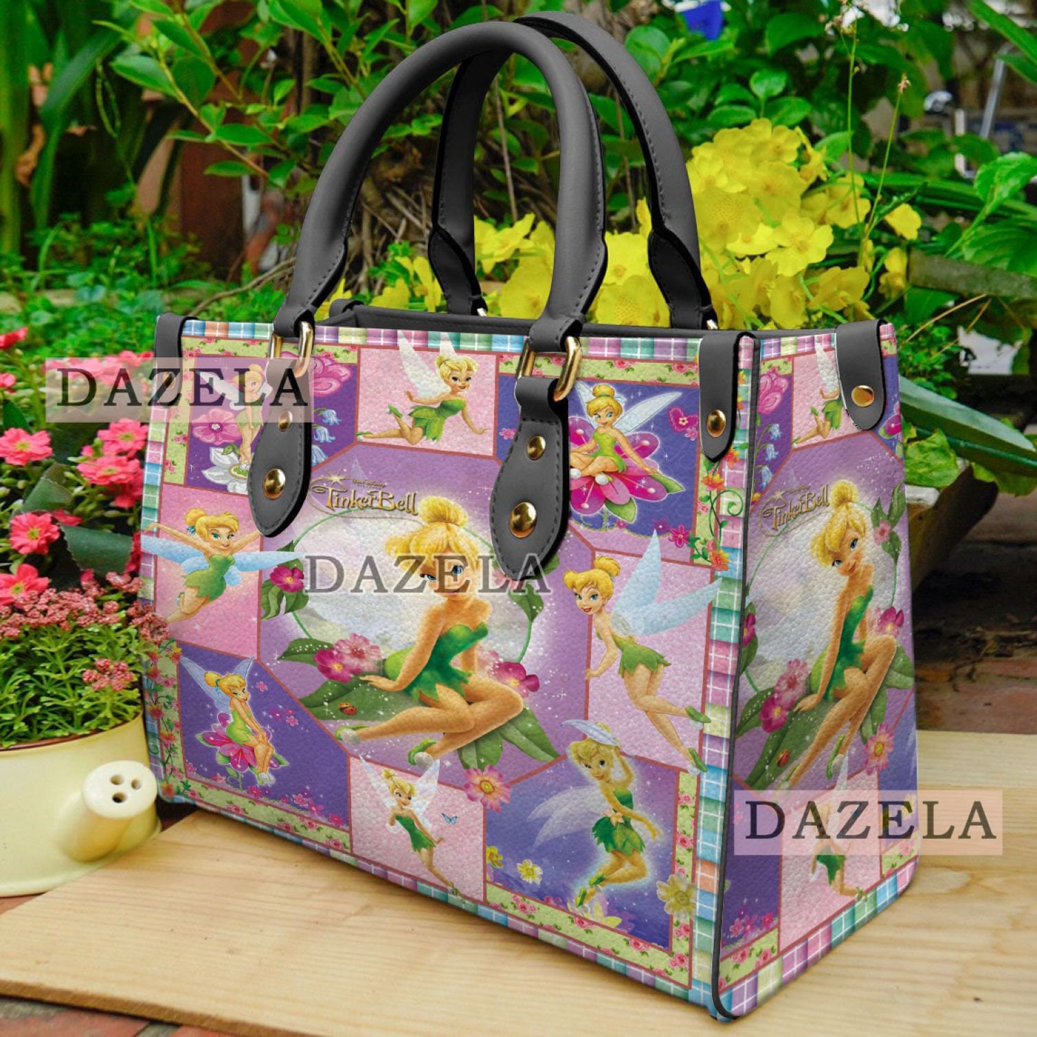 Tinker Bell Handbag, Tinker Bell Leather Bag, Tinker Bell Cartoon Shoulder Bag