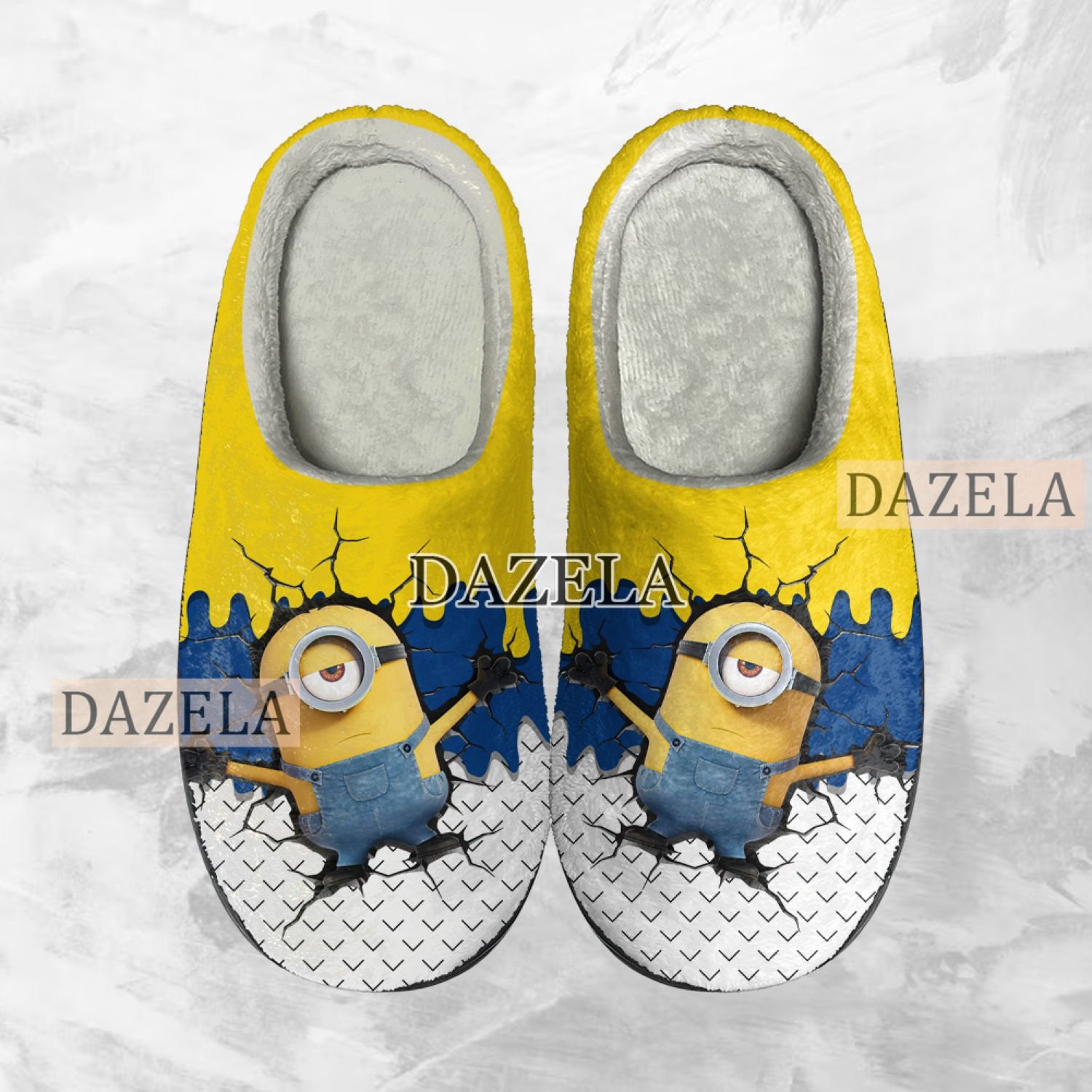 Cute Minions Cozy Unisex Winter Slippers, Minions Banana Winter Shoes