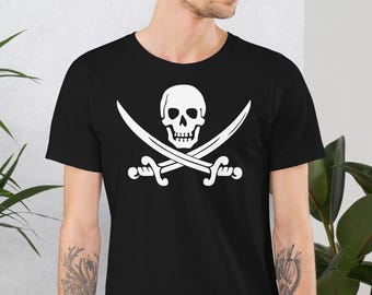 Koszulka z piracką czaszką, unisexowa koszulka Jolly Roger, koszulka z motywem vintage piratów, prezent dla piratów