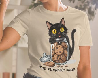 The Purrfect Crime T-Shirt, Funny Cat Burglar Tee, Cookie Monster Shirt, Cat Lover Gift