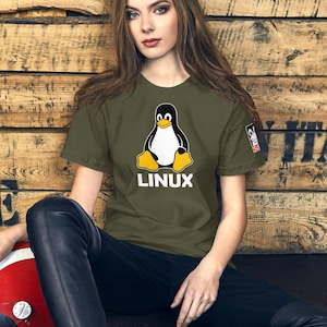 Linux Tux-T-shirt, uniseks | Linux-pinguinshirt | T-shirt met SUDO-codering | Topcadeau coder en programmeur