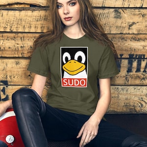 Linux Sudo T-Shirt | Unisex Tux Penguin Shirt | Open Source Coding Tee | Coder & Programmer Gift