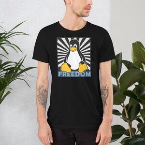 T-shirt Linux Open Source Freedom | Tux Penguin unisexe | Cadeau pour programmeurs, codeurs et techniciens