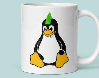 Punk Tux Linguin Tasse, Open Quellcoder Tasse, Geschenk für Programmierer & Coder, Geschenk für Programmierer und Programmierer