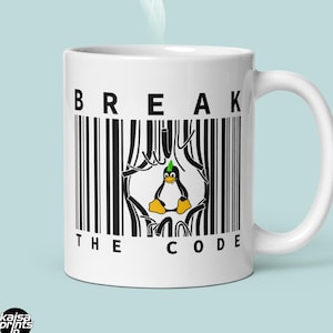 Brechen Sie den Code Becher, Strichcode Strichmännchen Becher, Punk Tux Cup, Programmierer & Hacker Geschenk, Geburtstagsgeschenk für Programmierer und Technikfreaks