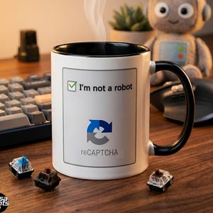 Je ne suis pas un robot Mug CAPTCHA | Tasse reCAPTCHA amusante | Cadeau pour les programmeurs, codeurs et amateurs de technologie