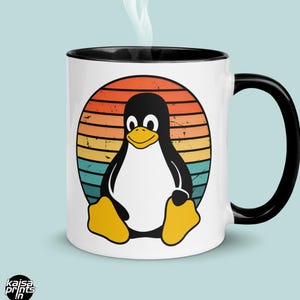 Vintage Linux Tux Penguin Mug, Retro Open Source Coder Cup, Gift for Programmers, Coders & Geeks, Linux Present for Coding Techies