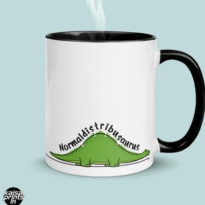 Grappige kanstheorie wetenschap mok, normaldistribusaurus dinosaurus mok, normalcurvisaurus beker, wiskunde humor cadeau voor leraar en wetenschapper