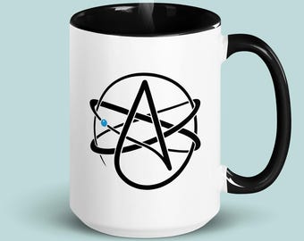 Atomic Whirl Wissenschaft Kaffeetasse, Atheismus Symbol Atom Modell Tasse, Geschenk für Wissenschaftler, Physiker & Atheist, Lehrer und Professor Geschenk