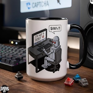 Robot CAPTCHA Mug | Not A Robot reCAPTCHA Cup | Funny Developer Gift for Programmers, Coders & Techies