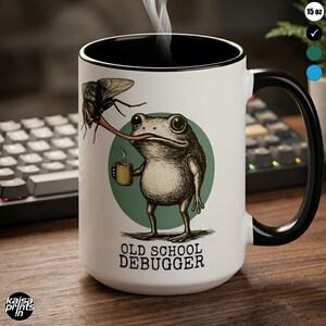 Caneca Sapo Depurador Old School | Presente Divertido para Programador | Caneca Humorística para Programadores | Presente para Depurador de Segurança Cibernética
