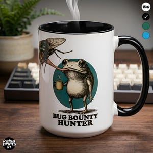 Bug Bounty Hunter Mug | Funny Frog Programmer Cup | Toad Meme Coder-Humor | Cybersecurity Debugging Gift