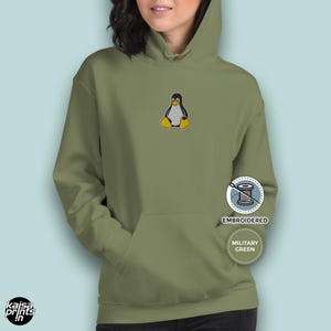 Linux Tux Hoodie | Unisex Embroidered Sweatshirt | Linux Penguin pullover | Open-Source Programmer & Coder Gift