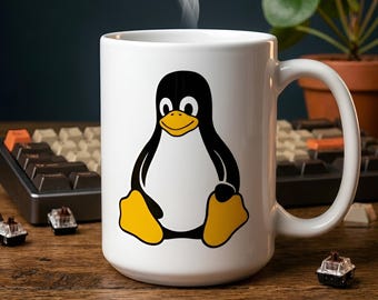 Taza Linux Tux Penguin / Taza con la mascota de Linux de código abierto / Regalo para desarrolladores / Regalo para programadores y codificadores
