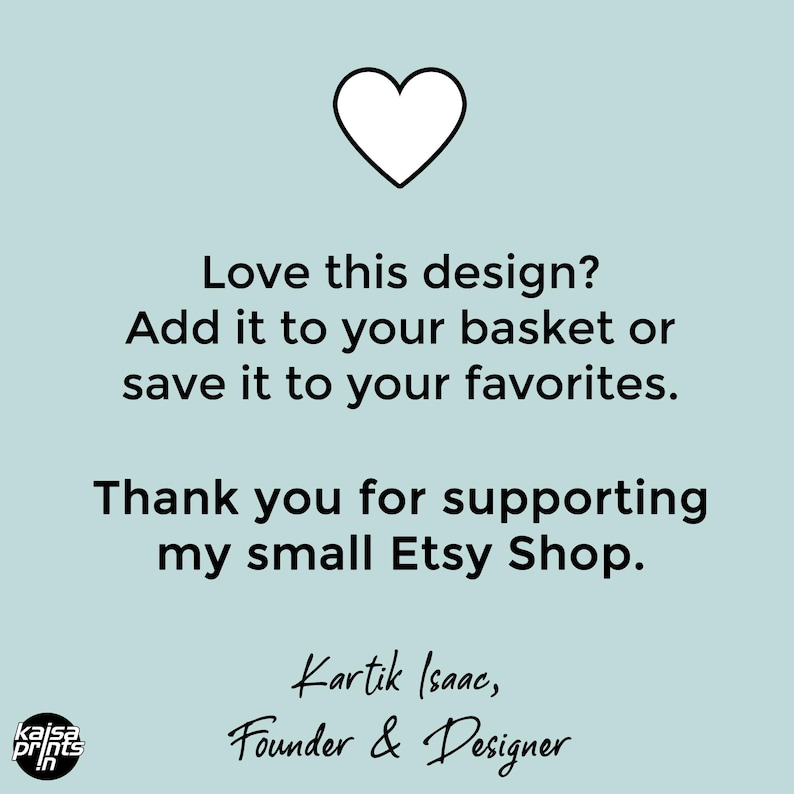 Puede incluir: Fondo azul claro con un icono de coraz&oacute;n blanco en la parte superior. El texto dice: "&iquest;Te gusta este dise&ntilde;o? A&ntilde;&aacute;delo a tu cesta o gu&aacute;rdalo en tus favoritos. Gracias por apoyar mi peque&ntilde;a tienda de Etsy."