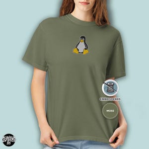 Linux Tux T-Shirt | Unisex Embroidered Comfort Colors Tee | Linux Penguin Shirt | Programmer & Coder Gift